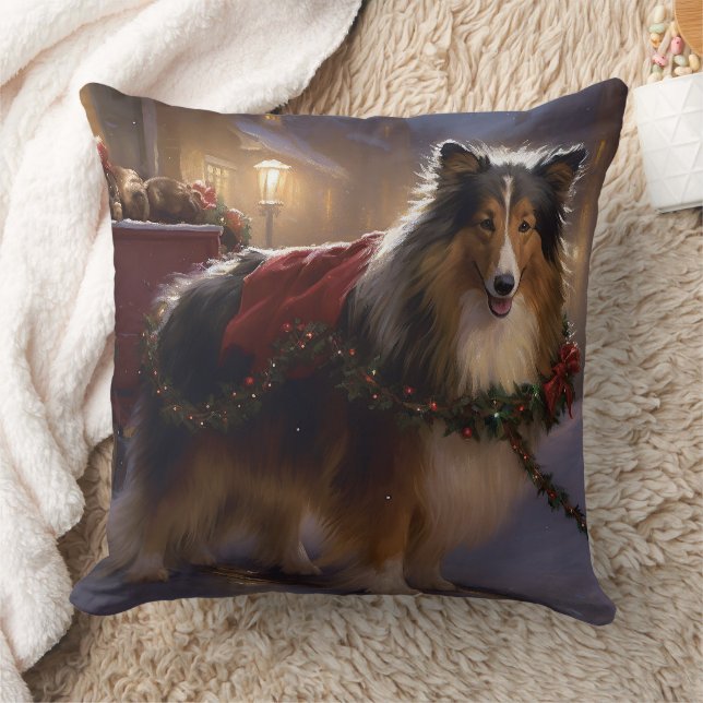 Shetland Sheepdog Weihnachtsfeiertage Kissen (Decke)