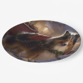 Shetland Sheepdog Weihnachtsfeiertage Pappteller (Schrägansicht)