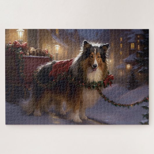 Shetland Sheepdog Weihnachtsfeiertage Puzzle (Horizontal)