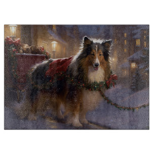 Shetland Sheepdog Weihnachtsfeiertage Schneidebrett