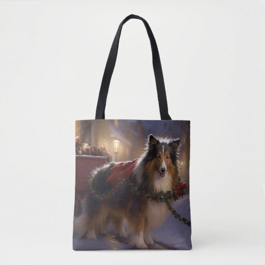 Shetland Sheepdog Weihnachtsfeiertage Tasche (Vorderseite)