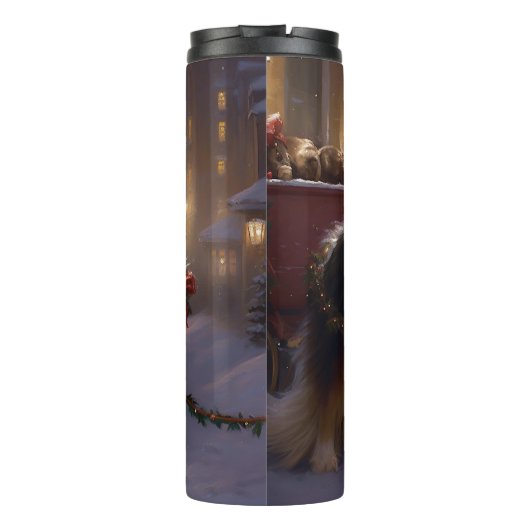 Shetland Sheepdog Weihnachtsfeiertage Thermosbecher (Rückseite)