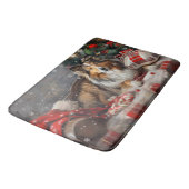 Shetland Sheepdog Weihnachtsfest Badematte (Schrägansicht)