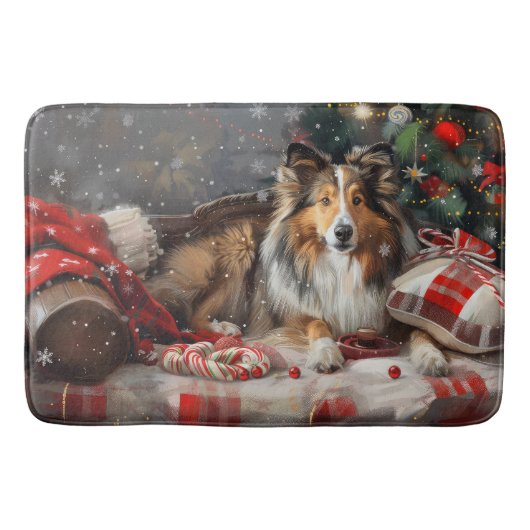 Shetland Sheepdog Weihnachtsfest Badematte (Vorderseite)