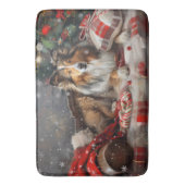 Shetland Sheepdog Weihnachtsfest Badematte (Vorderseite Vertikal)