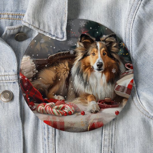 Shetland Sheepdog Weihnachtsfest Button (Beispiel)