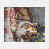Shetland Sheepdog Weihnachtsfest Fleecedecke (Vorderseite (Horizontal))