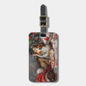 Shetland Sheepdog Weihnachtsfest Gepäckanhänger (Vorderseite vertikal)