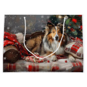 Shetland Sheepdog Weihnachtsfest Große Geschenktüte (Vorderseite)