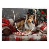 Shetland Sheepdog Weihnachtsfest Große Geschenktüte (Rückseite)