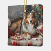 Shetland Sheepdog Weihnachtsfest Keramikornament (Links)
