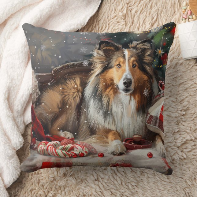 Shetland Sheepdog Weihnachtsfest Kissen (Decke)