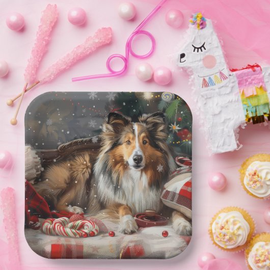 Shetland Sheepdog Weihnachtsfest Pappteller (Party)