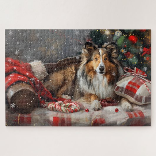 Shetland Sheepdog Weihnachtsfest Puzzle (Horizontal)