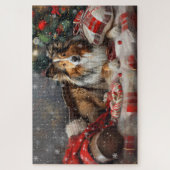 Shetland Sheepdog Weihnachtsfest Puzzle (Vertikal)