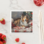 Shetland Sheepdog Weihnachtsfest Serviette (Beispiel)