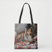 Shetland Sheepdog Weihnachtsfest Tasche (Vorderseite)