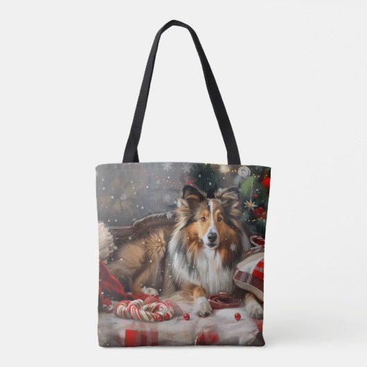 Shetland Sheepdog Weihnachtsfest Tasche (Rückseite)