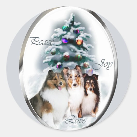Shetland Sheepdog Weihnachtsgeschenke Runder Aufkleber (Vorderseite)