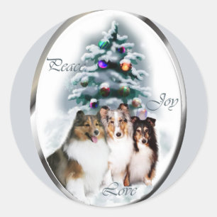Shetland Sheepdog Weihnachtsgeschenke Runder Aufkleber