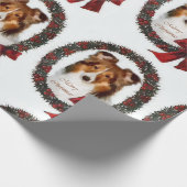 Shetland Sheepdog-Weihnachtskranz Geschenkpapier (Ecke)