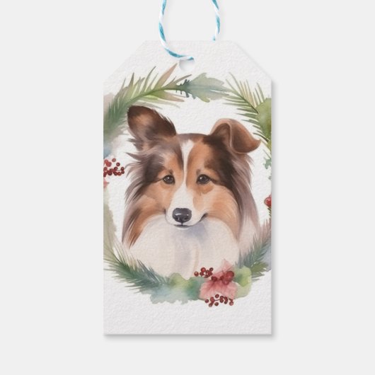 Shetland Sheepdog Weihnachtsmann Geschenkanhänger (Rückseite)