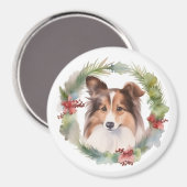 Shetland Sheepdog Weihnachtsmann Magnet (Vorderseite/Rückseite)