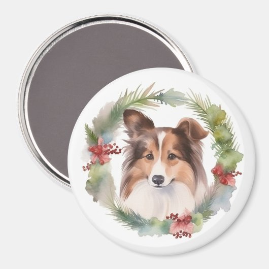 Shetland Sheepdog Weihnachtsmann Magnet (Vorderseite/Rückseite)