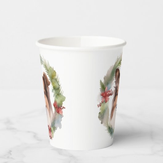 Shetland Sheepdog Weihnachtsmann Pappbecher (Links)