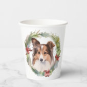 Shetland Sheepdog Weihnachtsmann Pappbecher (Vorderseite)
