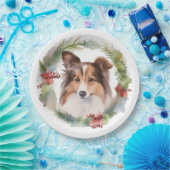Shetland Sheepdog Weihnachtsmann Pappteller (Party)