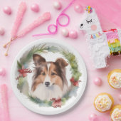 Shetland Sheepdog Weihnachtsmann Pappteller (Party)