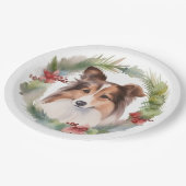 Shetland Sheepdog Weihnachtsmann Pappteller (Schrägansicht)