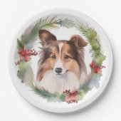 Shetland Sheepdog Weihnachtsmann Pappteller (Vorderseite)