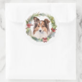 Shetland Sheepdog Weihnachtsmann Runder Aufkleber (Tasche)