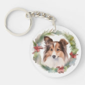 Shetland Sheepdog Weihnachtsmann Schlüsselanhänger (Vorderseite)
