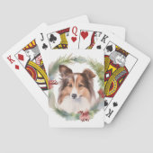 Shetland Sheepdog Weihnachtsmann Spielkarten (Rückseite)