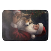 Shetland Sheepdog Weihnachtsmann Weihnachten Badematte (Vorderseite)