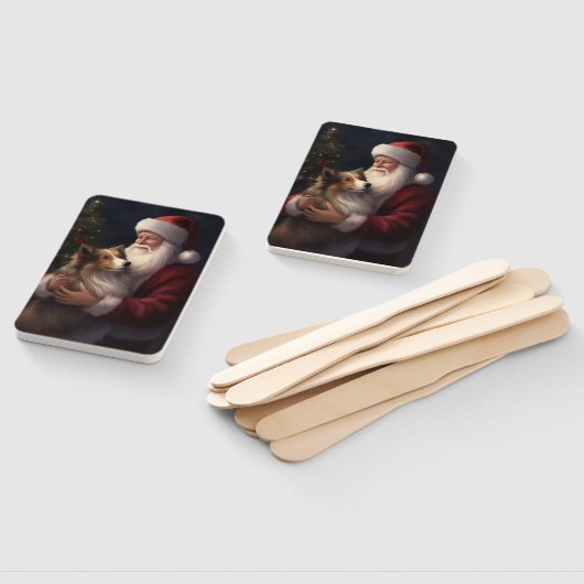 Shetland Sheepdog Weihnachtsmann Weihnachten Fächer (Non-assembled)