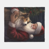 Shetland Sheepdog Weihnachtsmann Weihnachten Fleecedecke (Vorderseite (Horizontal))