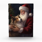 Shetland Sheepdog Weihnachtsmann Weihnachten Fotoblock (Vorderseite)