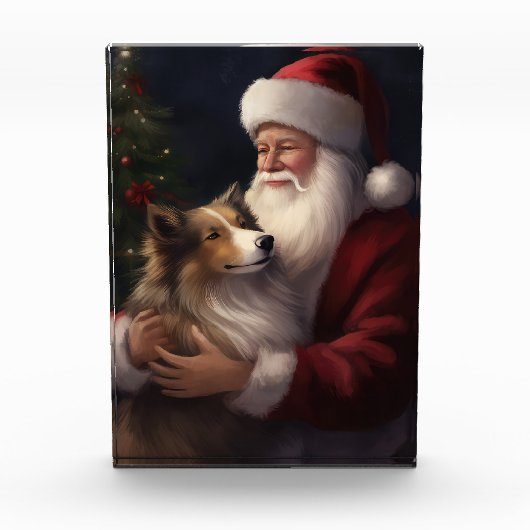 Shetland Sheepdog Weihnachtsmann Weihnachten Fotoblock (Vorderseite)