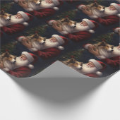 Shetland Sheepdog Weihnachtsmann Weihnachten Geschenkpapier (Ecke)