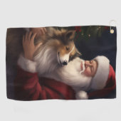 Shetland Sheepdog Weihnachtsmann Weihnachten Golfhandtuch (Horizontal)