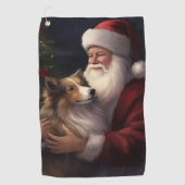 Shetland Sheepdog Weihnachtsmann Weihnachten Golfhandtuch (Vorderseite)