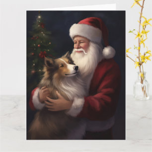 Shetland Sheepdog Weihnachtsmann Weihnachten Karte
