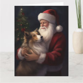 Shetland Sheepdog Weihnachtsmann Weihnachten Karte (Vorderseite)