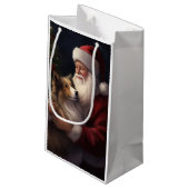 Shetland Sheepdog Weihnachtsmann Weihnachten Kleine Geschenktüte (Rückseite Schrägansicht)