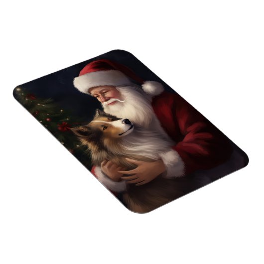 Shetland Sheepdog Weihnachtsmann Weihnachten Magnet (Rechte Seite)