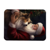Shetland Sheepdog Weihnachtsmann Weihnachten Magnet (Horizontal)